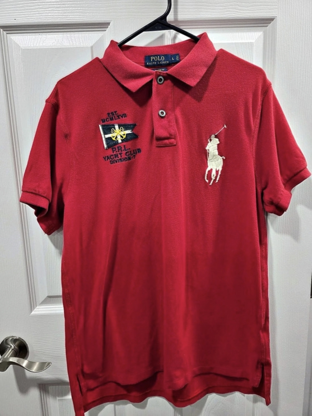 Polo Ralph Lauren Yacht Club Mesh Polo Shirt Red Large